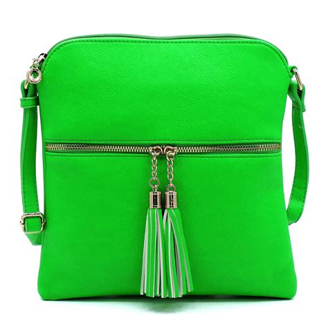 lime green crossbody purse.